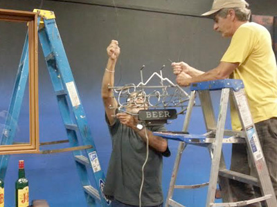 Theater Bartlesville volunteers setting up for Solo Club